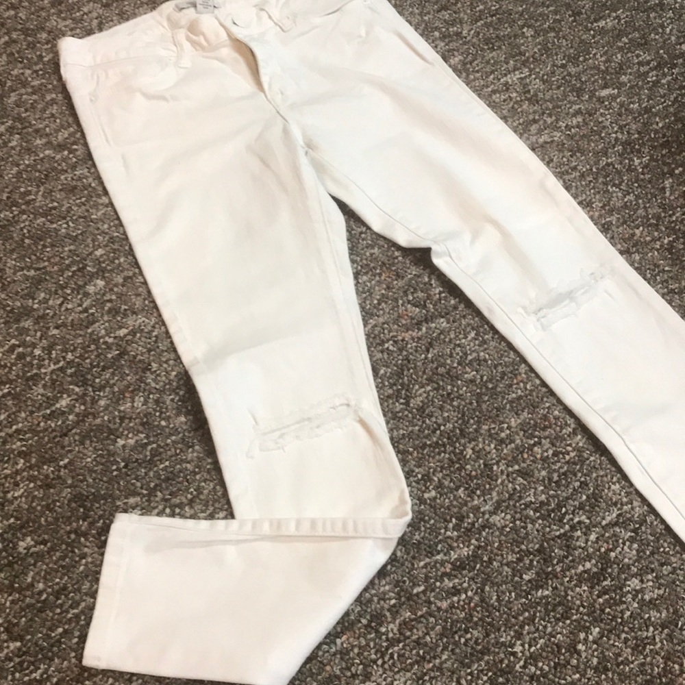 White Distressed Stretch Skinny Jeans